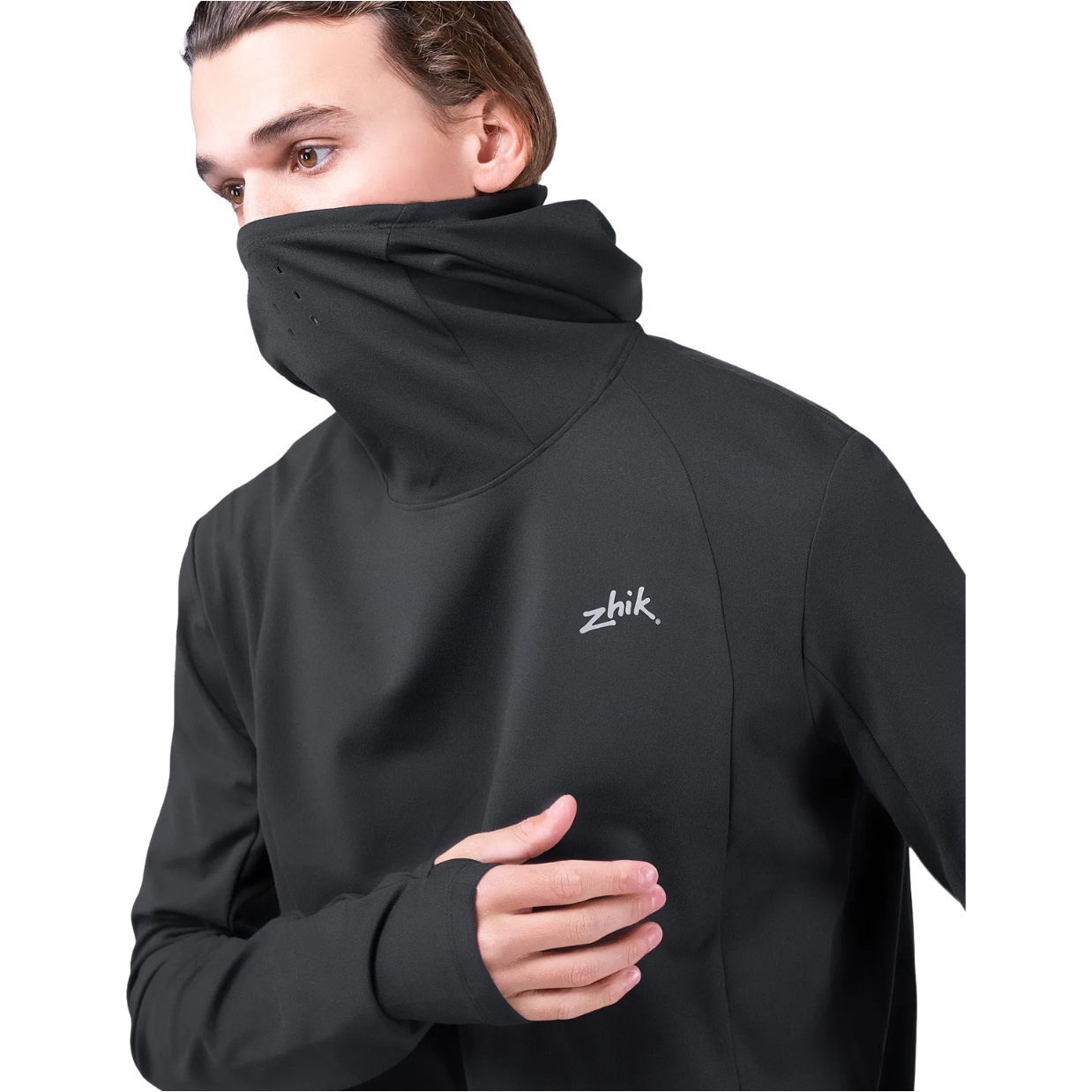 2026 Zhik Mens Motion Long Sleeve Hooded Top ATP-0100-M-ANT - Anthracrite